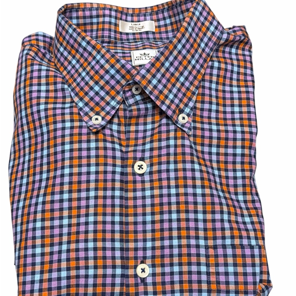 Peter Millar Men’s Plaid Long Sleeve Button Down Shirt Large